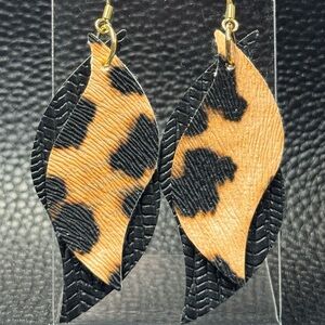 Wild Elegant Leopard Print Faux Leather Earrings